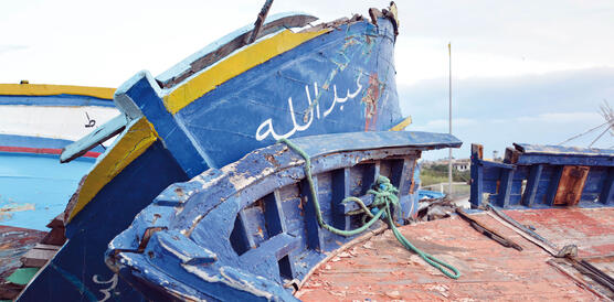 Schiffsfriedhof auf Lampedusa