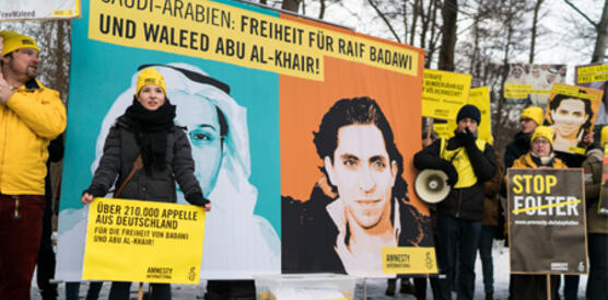 Amnesty-Aktion vor der saudi-arabischen Botschaft in Berlin am 8. Januar 2016