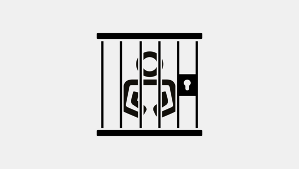 Zeichnung einer Figur hinter Gefängnisgittern