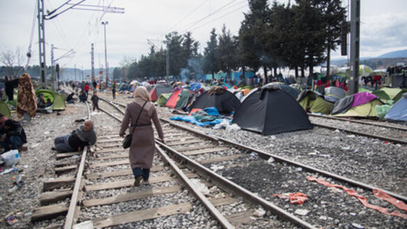 Flüchtlinge zelten im März 2016 in Idomeni an der griechisch-mazedonischen Grenze