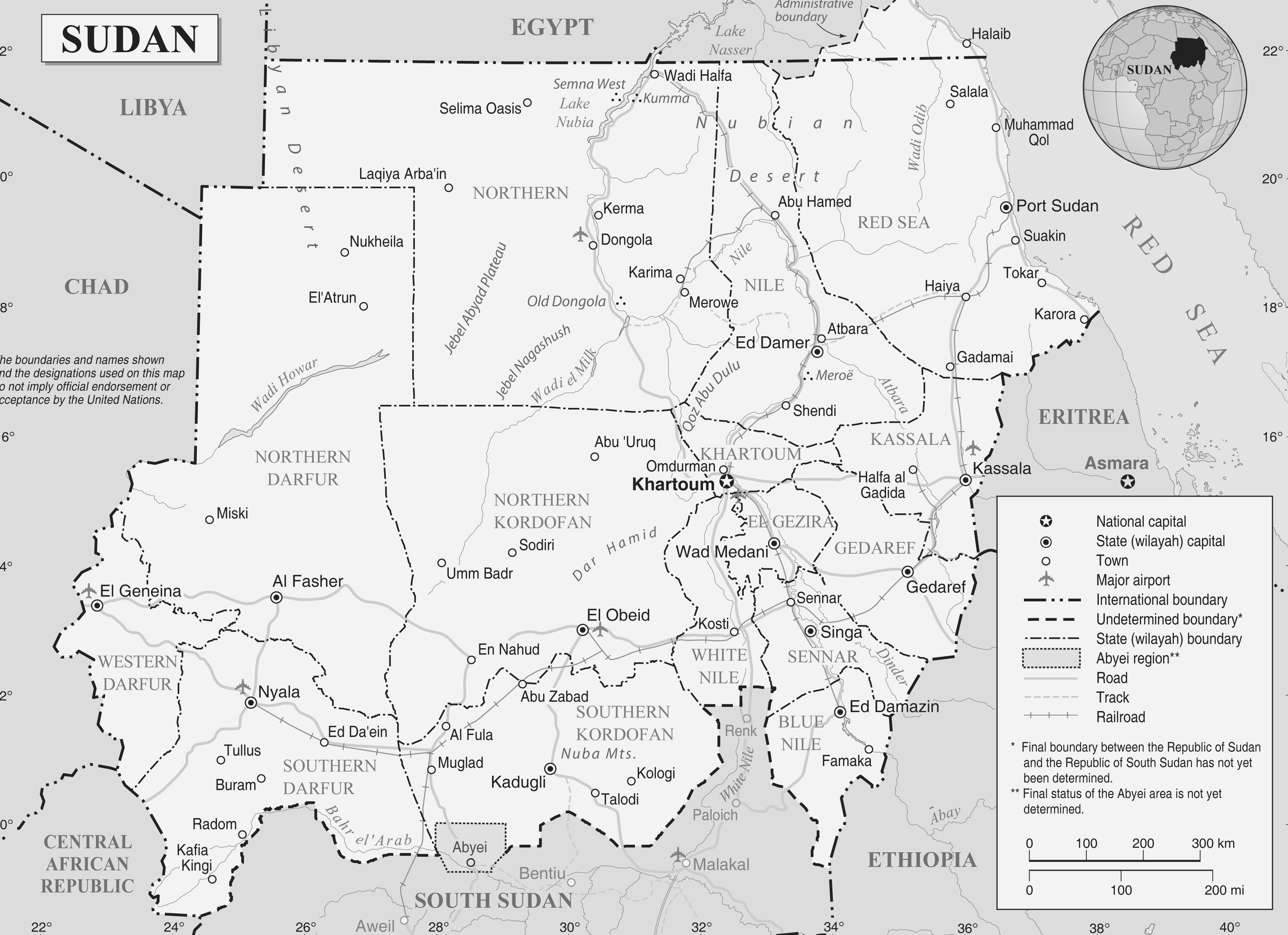 Karte des Sudan