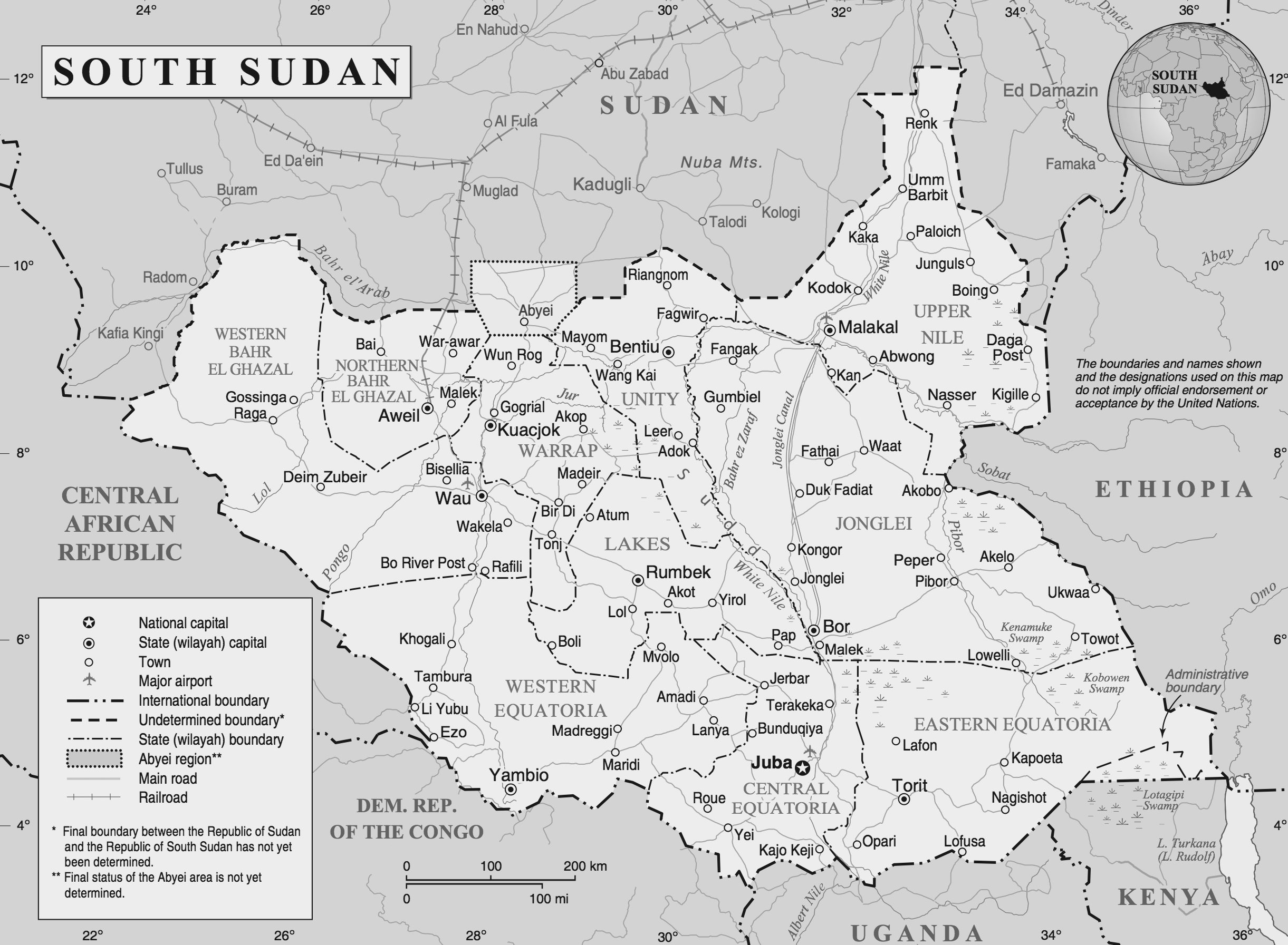 Landkarte Südsudan