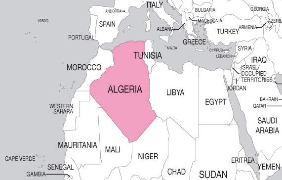 Landkarte, Nordafrika, Algerien
