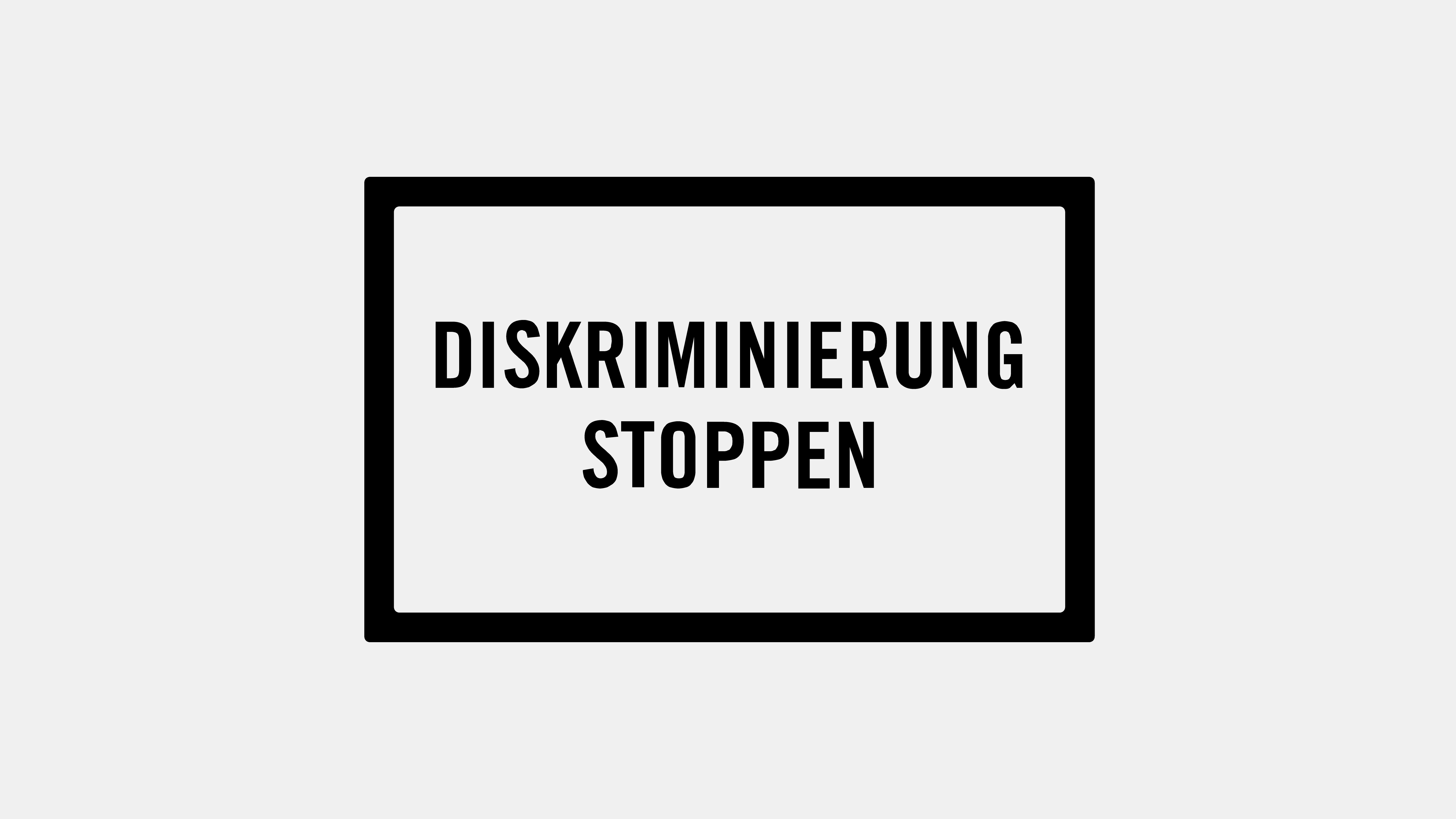 Textfeld mit der Aufschrift "Diskriminierung stoppen"
