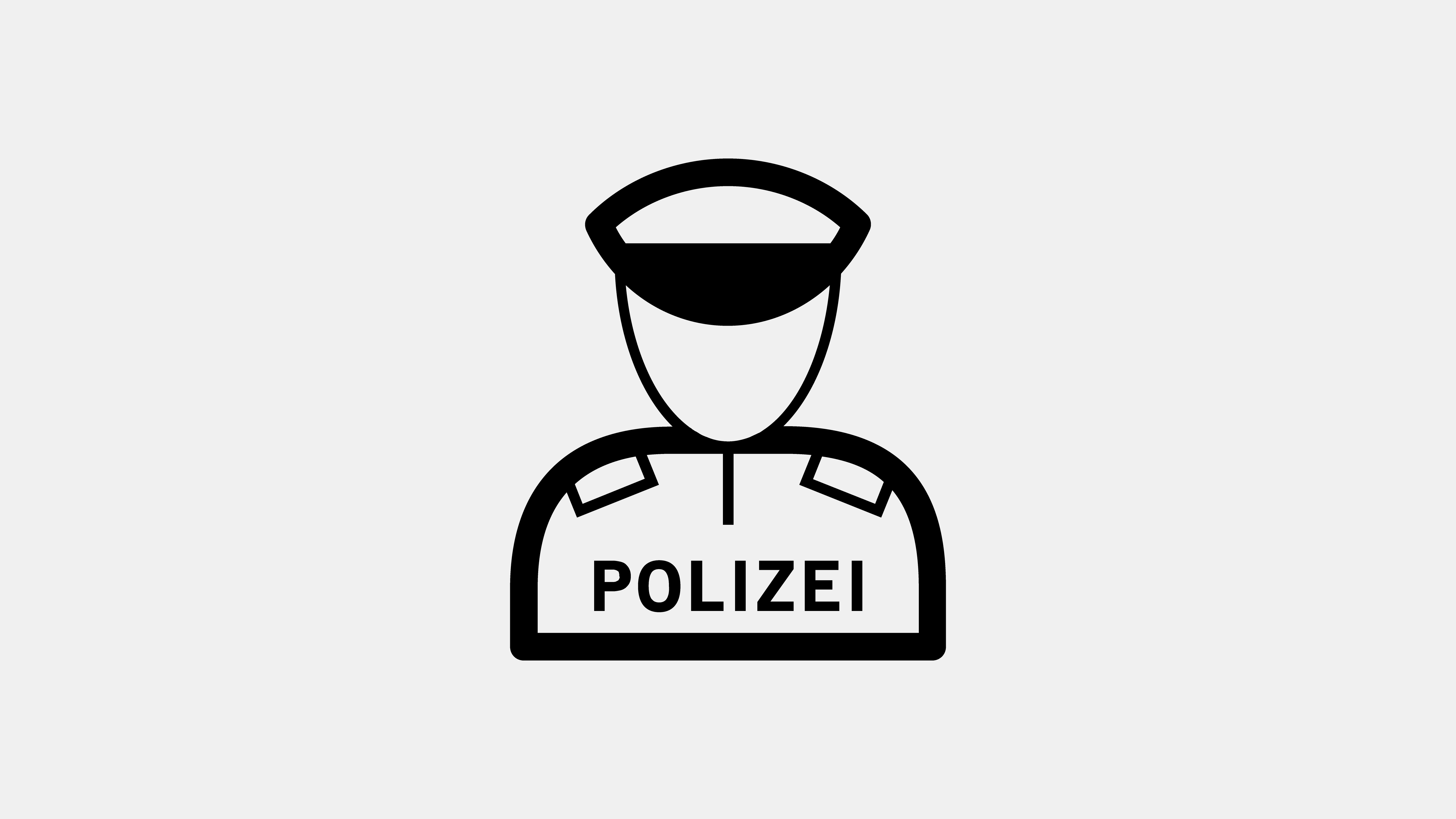 Zeichnung einer Figur mit Mütze und Jacke, auf der "Polizei" steht
