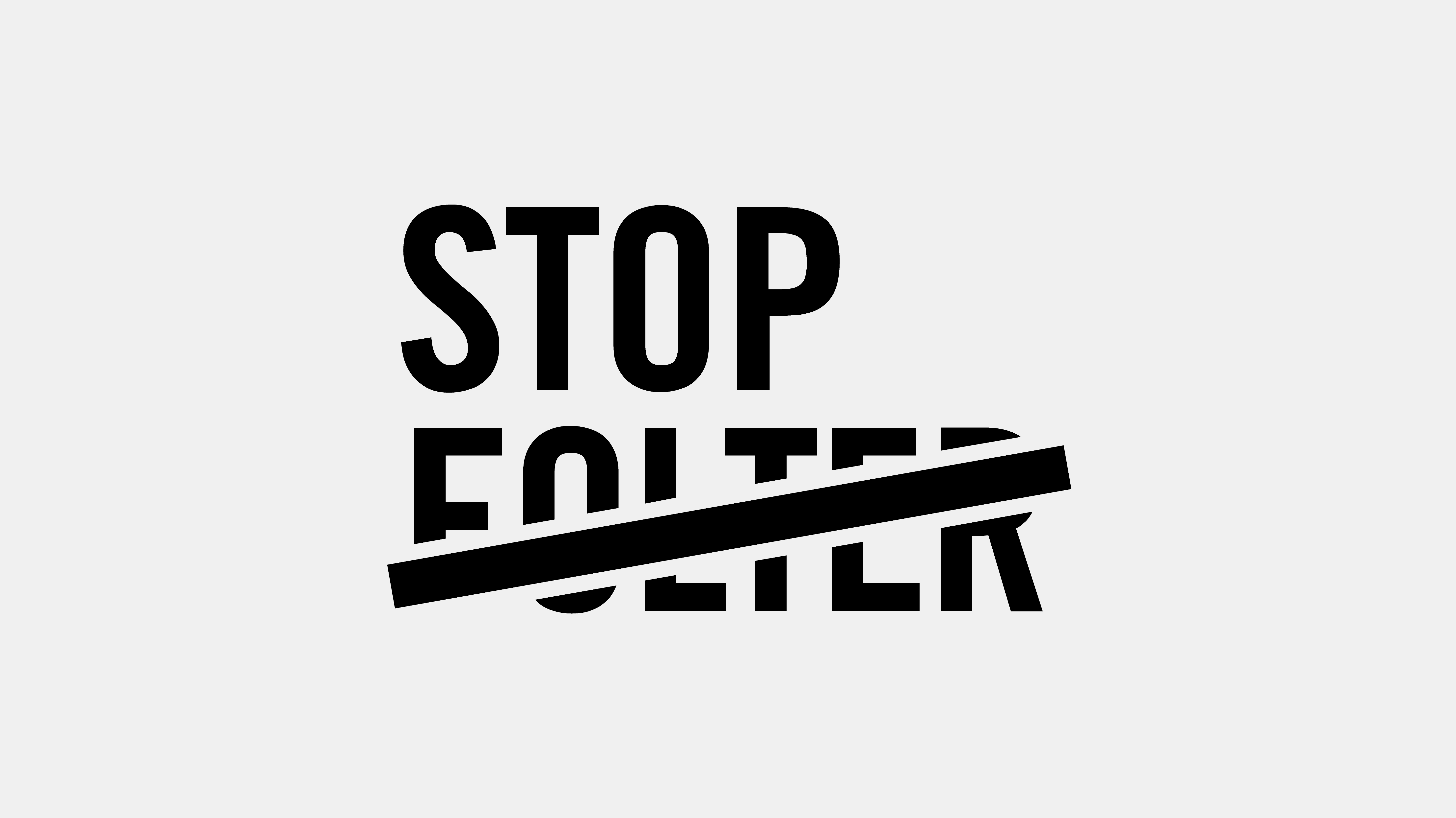 Grafik mit dem Schriftzug "Stop Folter", bei dem das Wort "Folter" dabei durchgestrichen ist.