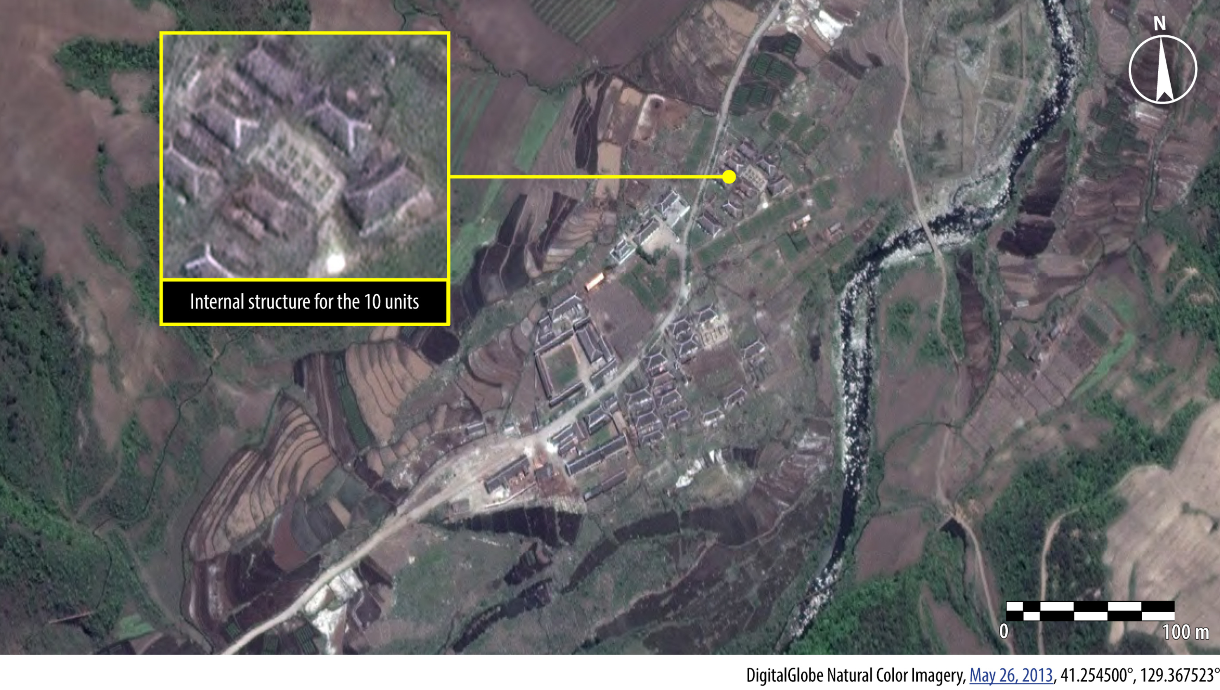 Satellitenaufnahme des Straflagers Kwanliso 16 vom 26. Mai 2013