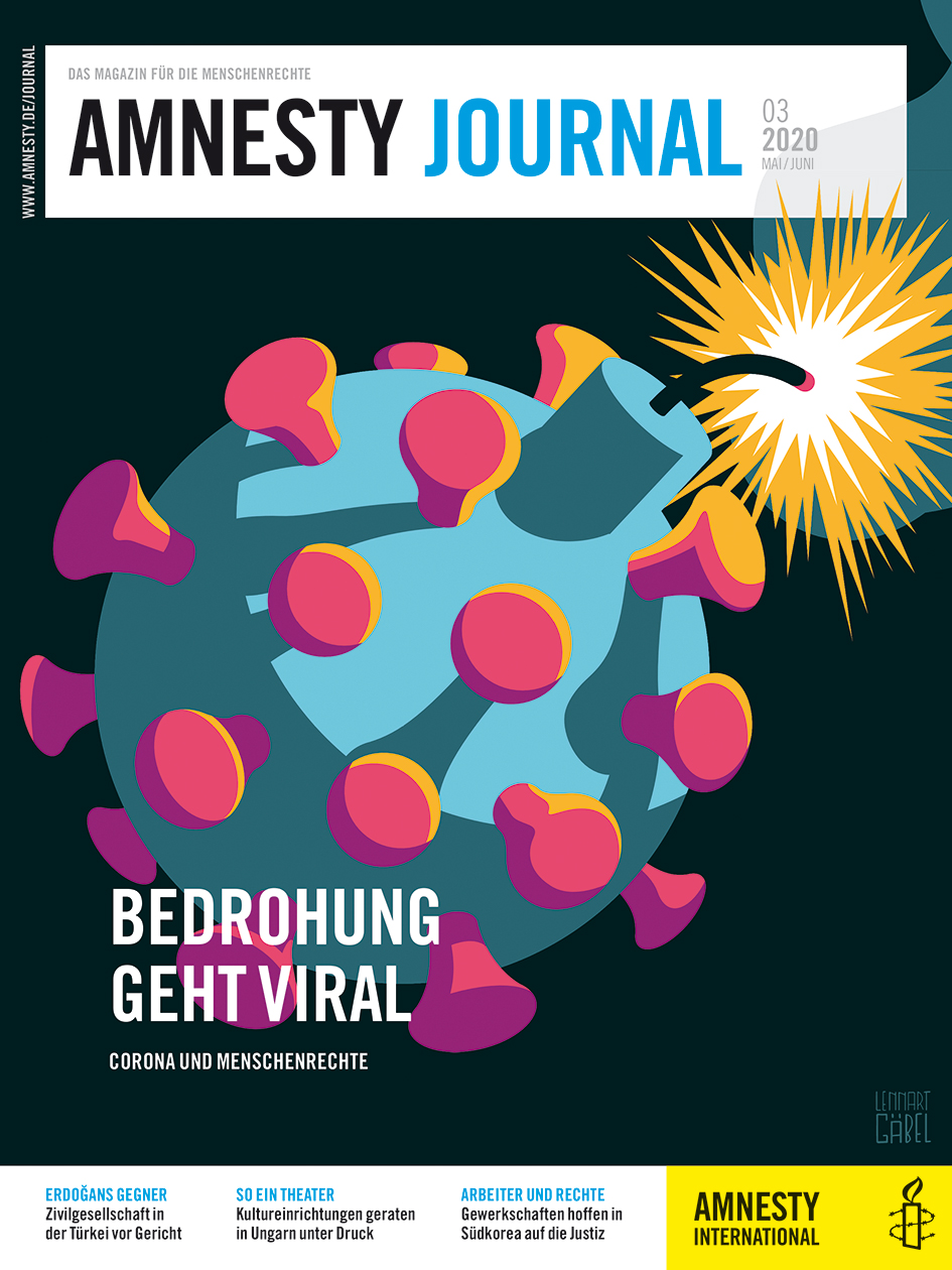 Grafik eines Coronavirus als Bombe mit brennender Lunte