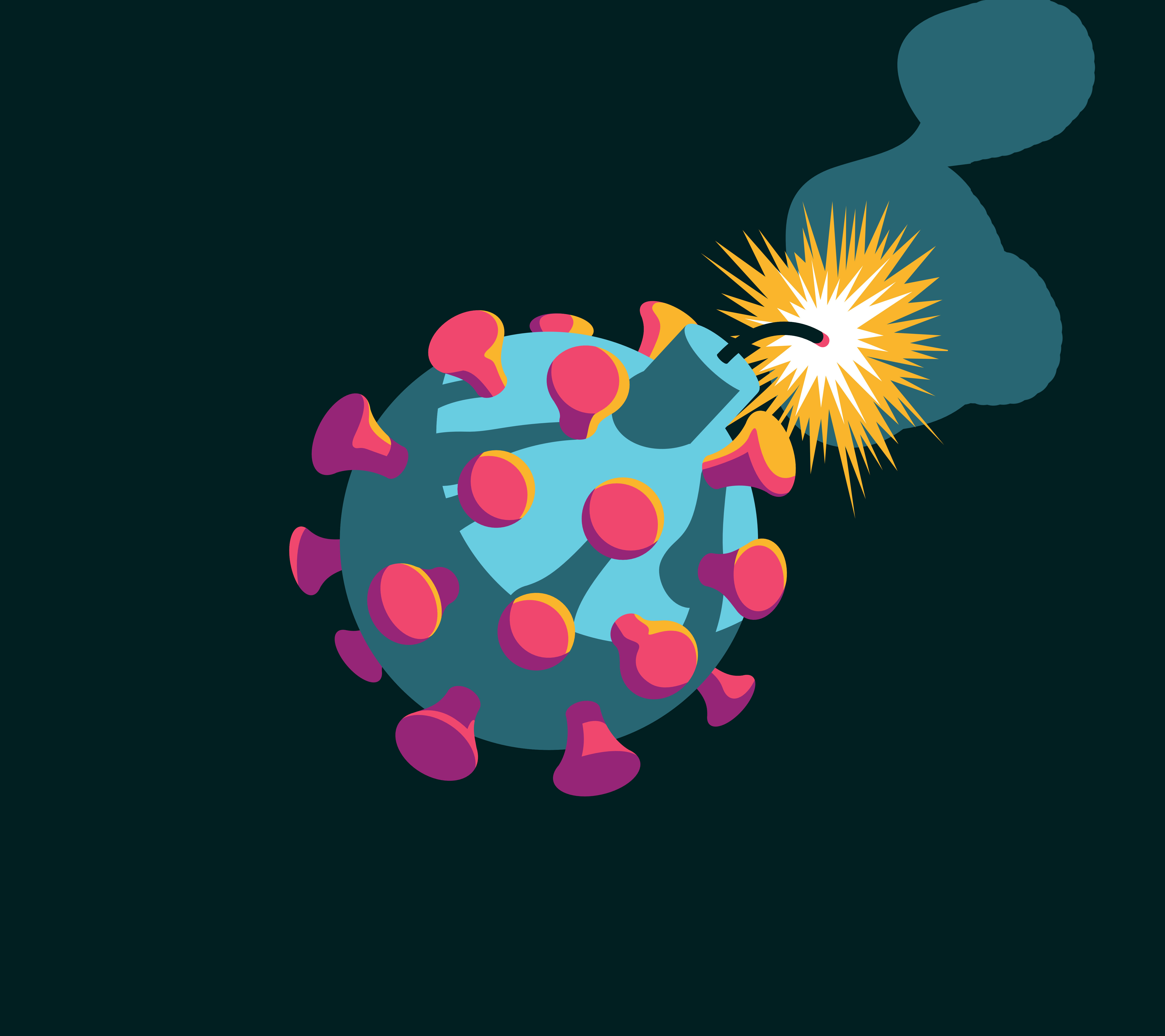 Grafik des Coronavirus als Bombe mit brennender Zündschnur
