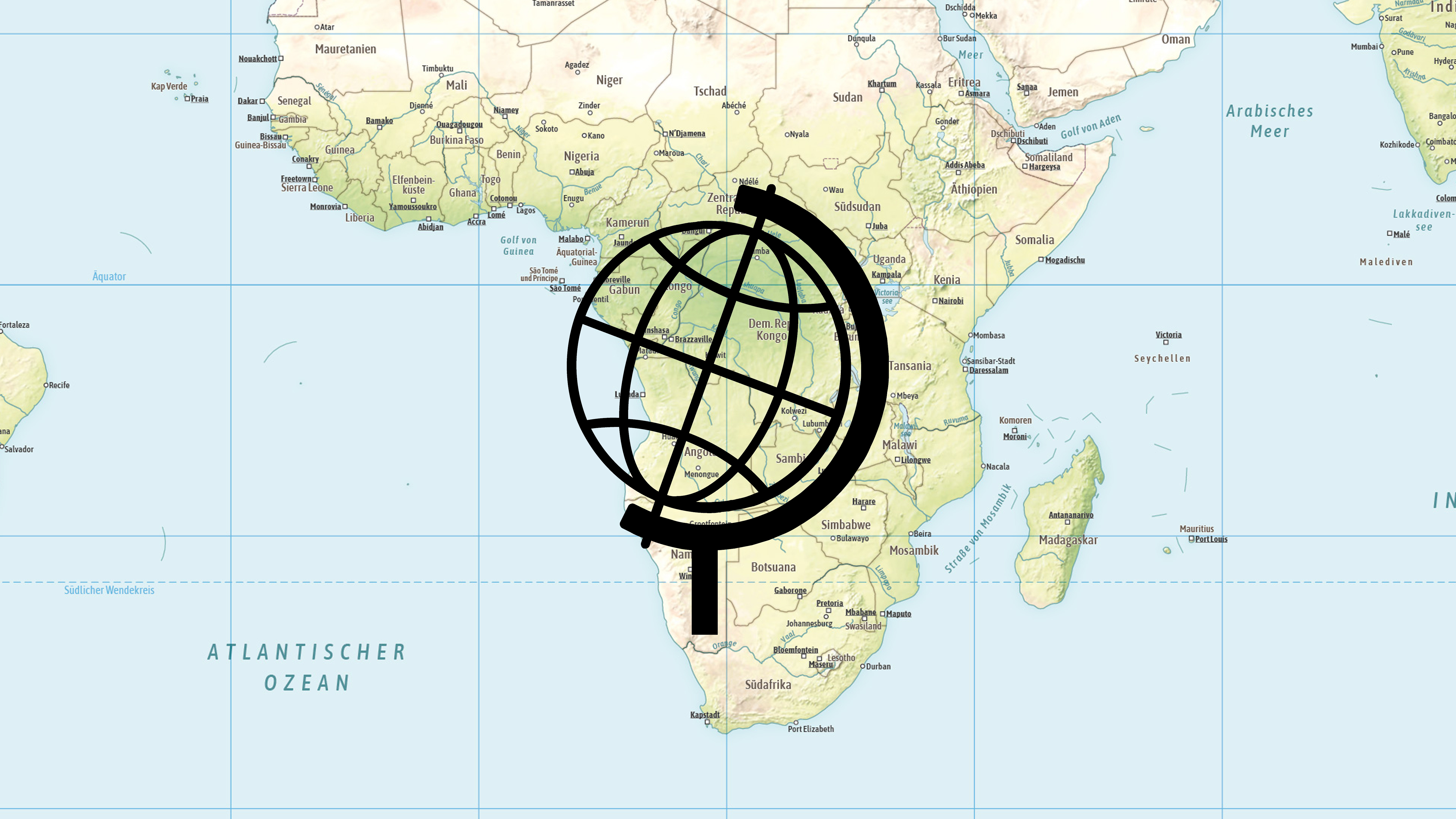 Physische Landkarte von Afrika mit Amnesty-Report-Icon