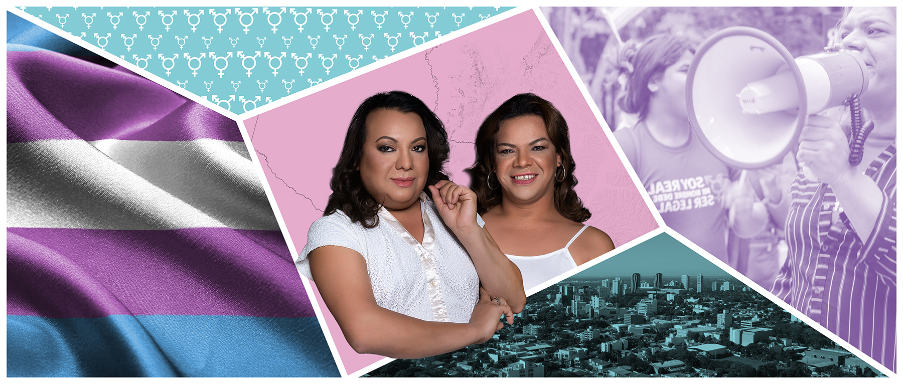 Eine Collage aus mehreren Fotos, darunter ein Doppelporträt von Yren Rotela und Mariana Sepúlveda.