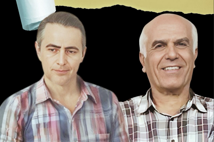 Collage bestehend aus zwei Porträtfotos von Mehdi Hassani (links) und Behrouz Ehsani. Sie tragen karierte Hemden und lächeln.