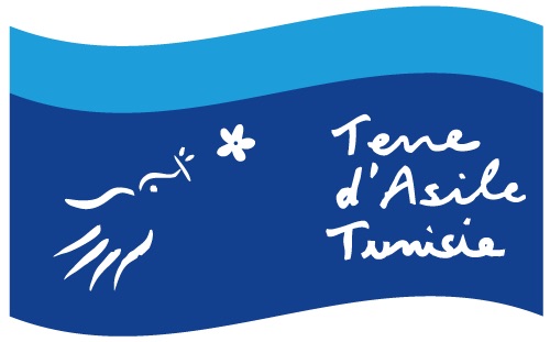 Ein blaues Logo auf weißem Hintergrund