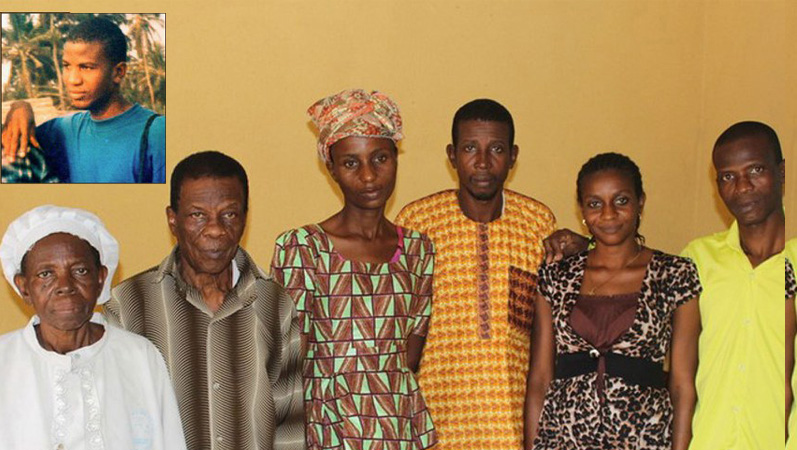 Der Nigerianer Sulaimon Olufemi (kleines Foto) sitzt seit 2005 in Saudi-Arabien im Todesstrakt. Das große Foto zeigt Mitglieder seiner Familie (undatiertes Foto).