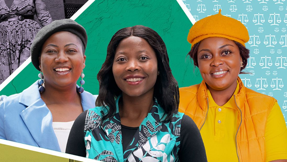 Collage aus mehreren Fotos, darunter die Porträts von Joanah Mamombe, Netsai Marova und Cecillia Chimbiri.