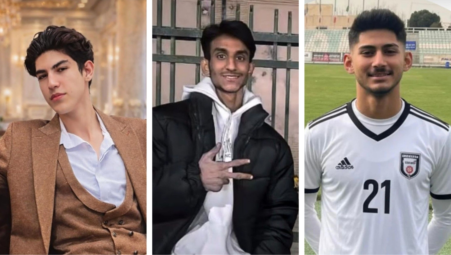 Collage mit drei Fotos von Shervin Bagherian Jebeli, Erfan Amiri und Ehsan Hosseinipour Hesarloo.