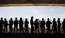 Bereitschaftspolizei auf dem Tahrir-Platz in Bagdad, 18. März 2011