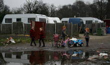 Kinder der Irish Travellers in Dale Farm in Cray's Hill, Essex 