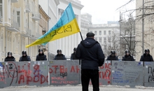 Ein Protestierender auf dem Maidan-Platz