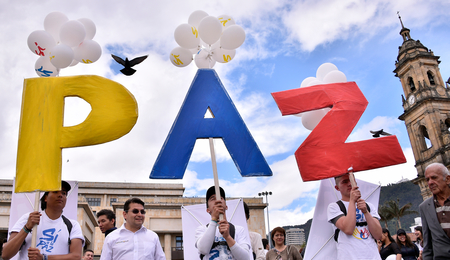 Kolumbianer feiern in Bogota den Friedensvertrag zwischen Regierung und FARC-Rebellen, September 2016