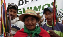 Aida Quilcué bei einer Demonstration im Departamento Cauca