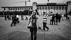 Touristen auf dem Tiananmen-Platz