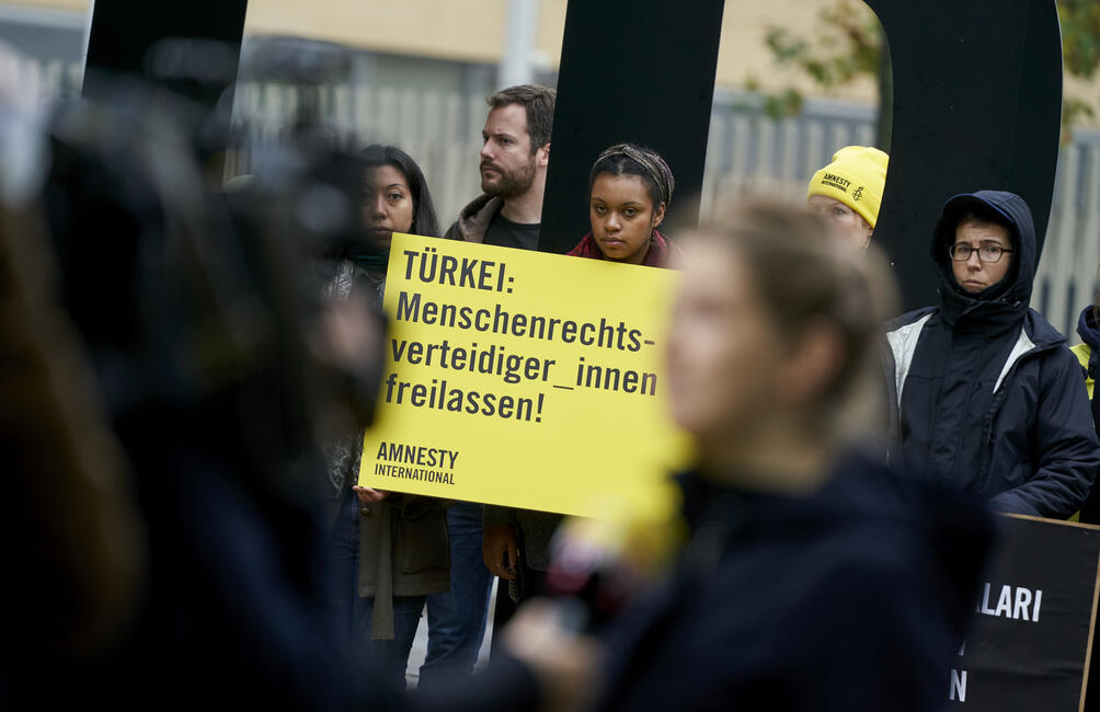 Amnesty-Protestaktion vor der türkischen Botschaft in Berlin am 25. Oktober 2017