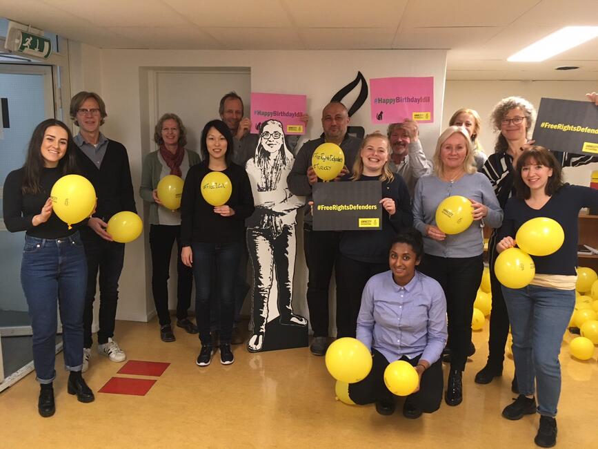 Amnesty-Aktion in Norwegen anlässlich İdil Esers Geburtstag am 14. Oktober
