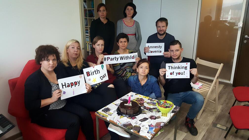 Amnesty-Aktion in Slowenien anlässlich İdil Esers Geburtstag am 14. Oktober