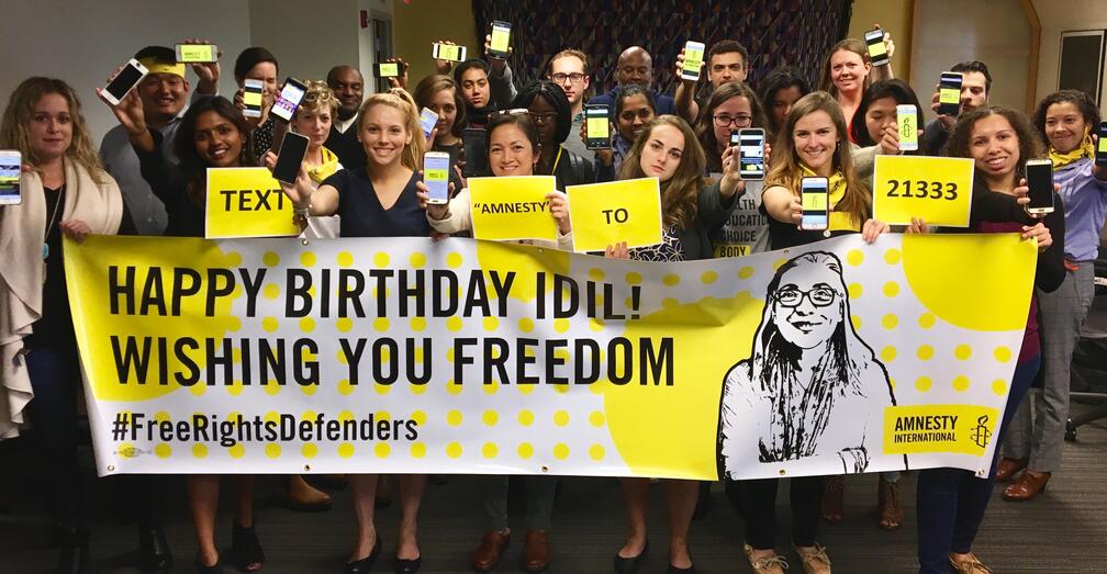 Amnesty-Aktion in den USA anlässlich İdil Esers Geburtstag am 14. Oktober