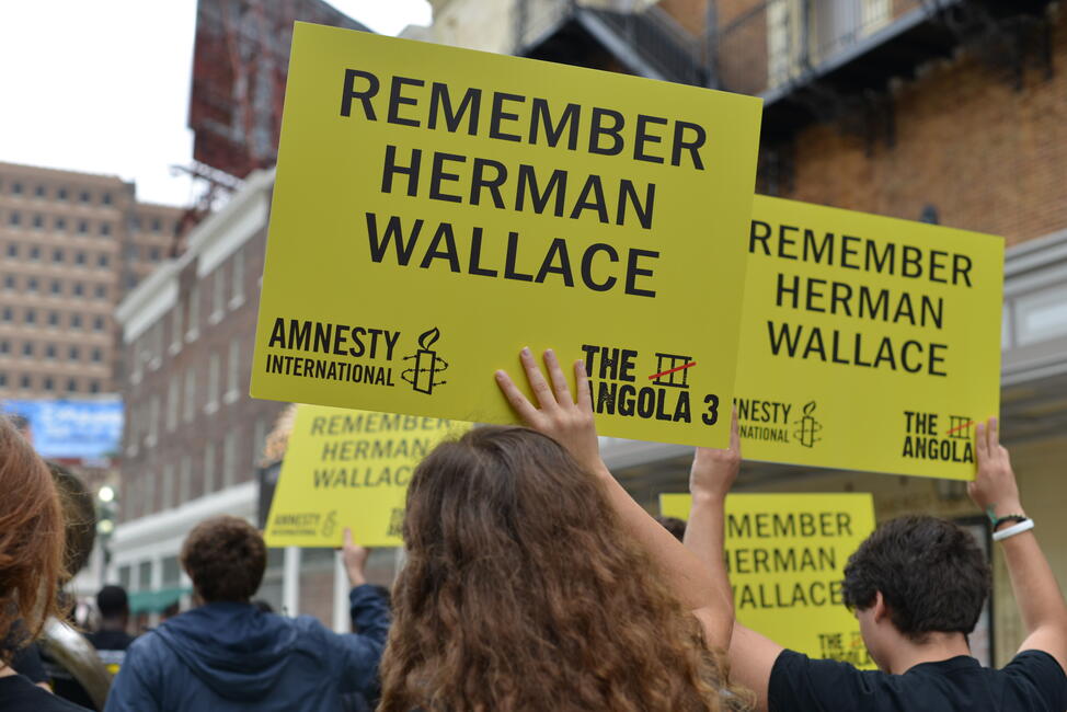 Amnesty-Veranstaltung für Herman Wallace und Albert Woodfox im Oktober 2013 in Louisiana