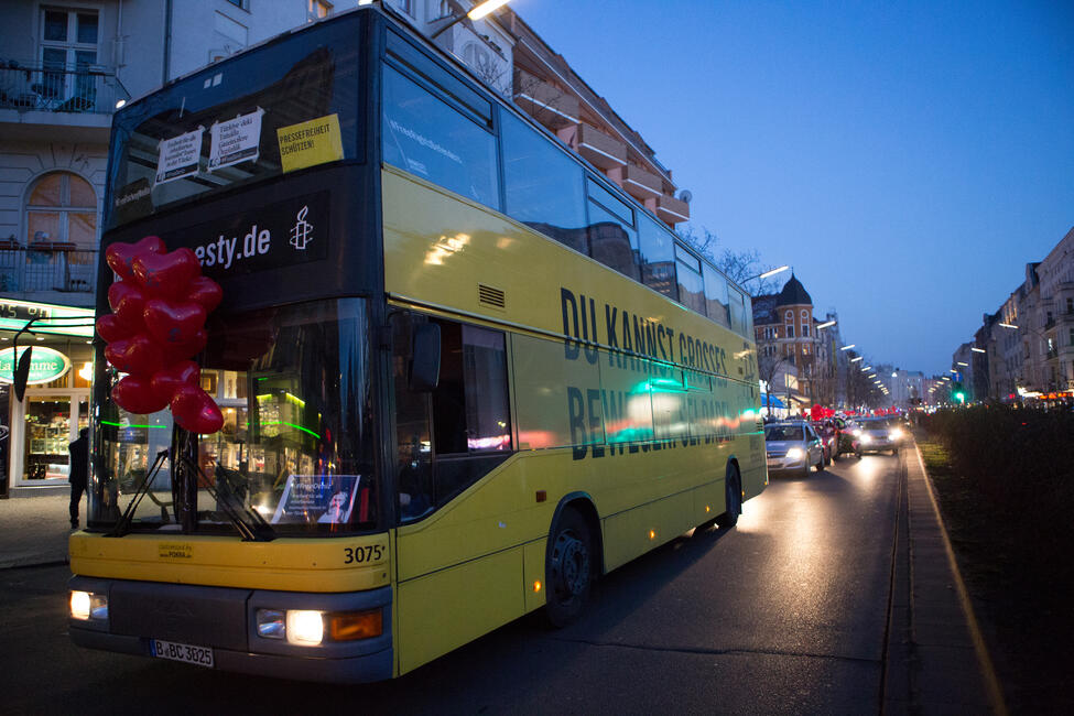 Autokorso für Deniz Yücel am 14. Februar 2018 in Berlin