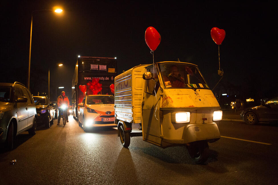 Autokorso für Deniz Yücel am 14. Februar 2018 in Berlin