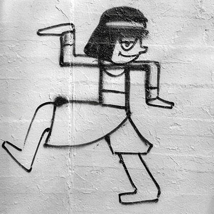 Ein Graffito zeigt einen Ägypter