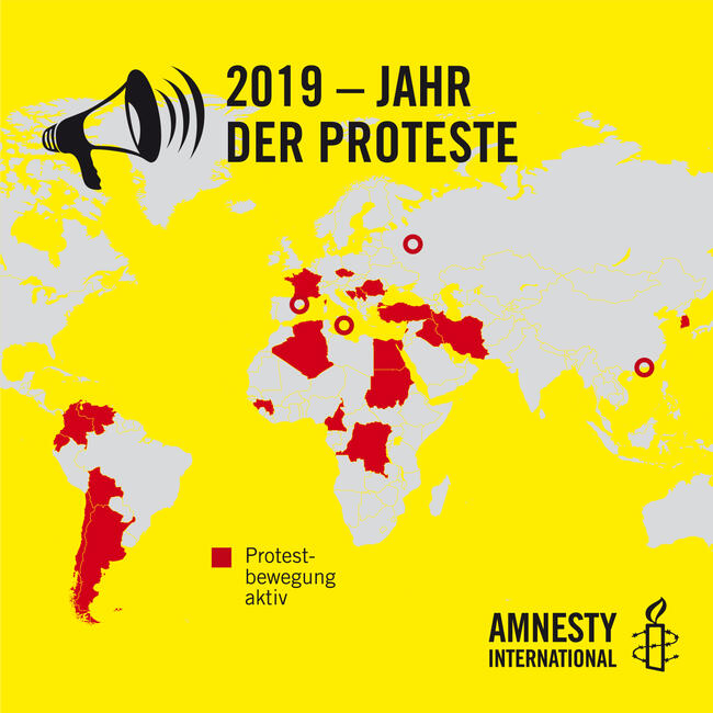 Grafik zu weltweiten Protesten 2019, Tag der Menschenrechte 2019   
