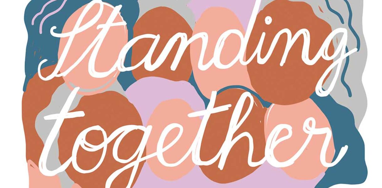 Eine Zeichnung des Schriftzugs "Standing Together"