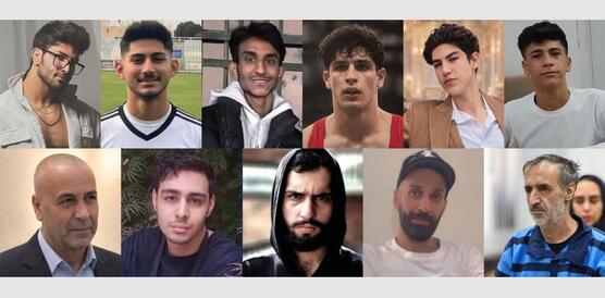 Collage mit Porträtfotos von elf Männern