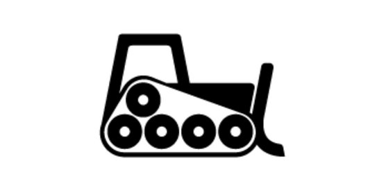 Raupe als Symbol für Bauen und Baustelle sowie Zwangsräumung