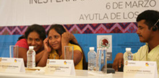 Inés Fernández hört die Entschuldigung des mexikanischen Innenministers Alejandro Poiré Romero, Mexiko, 6.  März 2012