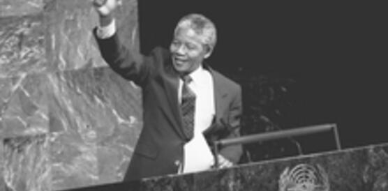Nelson Mandela bei den Vereinten Nationen, 1990.