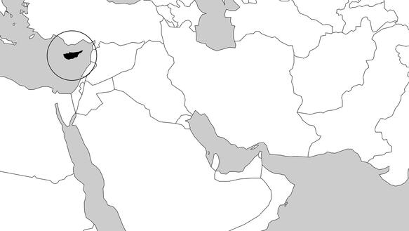 Landkartenausschnitt mit dem Fokus auf Zypern