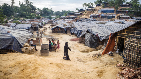 Flüchtlingslager aus provisorischen Hütten