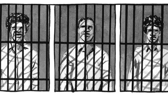 Comiczeichnung von Albert Woodfox, Herman Wallace und Robert King hinter Gittern