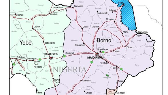 Karte von Nigerias Nordosten