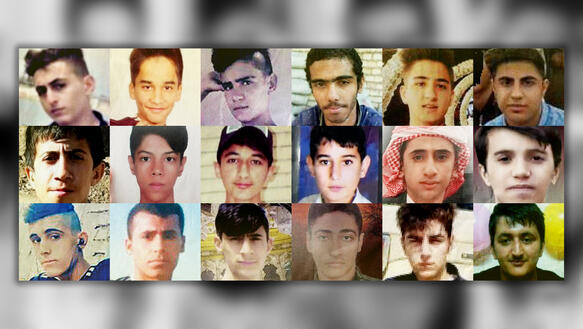 Porträtfotos von Kindern und Jugendlichen, die während der Proteste im Iran im November 2019 getötet wurden