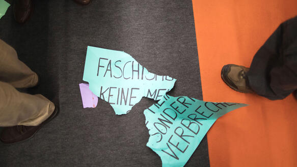 Protest gegen eine Lesung des AFD-Politikers Björn Höcke auf der Frankfurter Buchmesse 2017