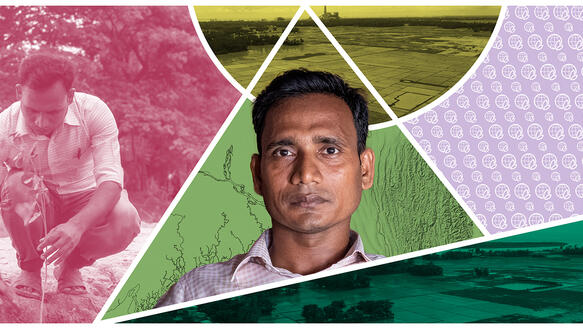 Collage aus mehreren Fotos, darunter ein Porträt von Shahnewaz Chowdhury und eine Aufnahme eines Kraftwerks.