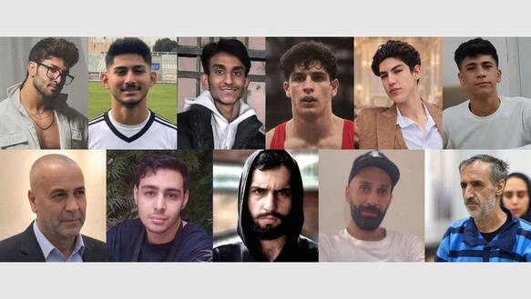 Collage mit Porträtfotos von elf Männern