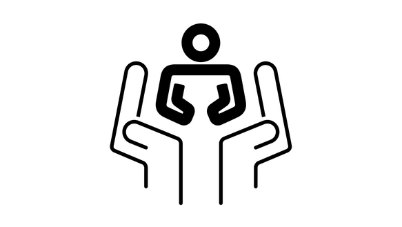 Abstrakte Illustration: Zwei Hände beschützen eine Person
