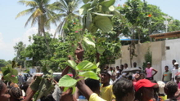 Demonstrationen gegen Zwangsräumung des Lagers "Grace Village" in Carrefour